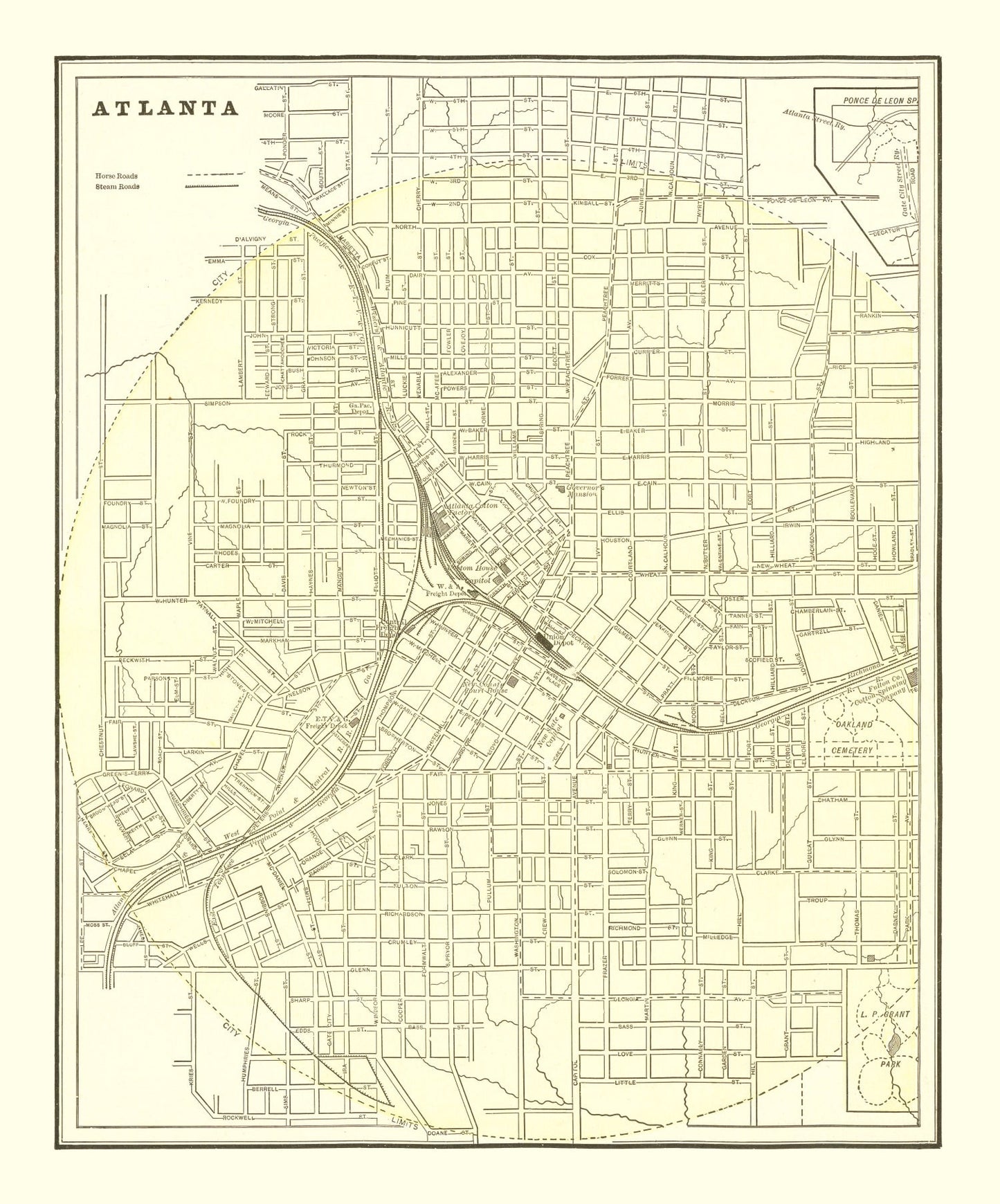 Vintage Map of Atlanta, Georgia, 1892