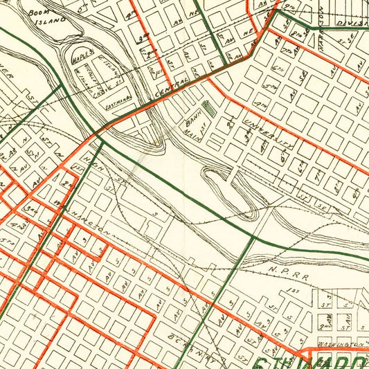 Vintage Map of Minneapolis, Minnesota, 1913