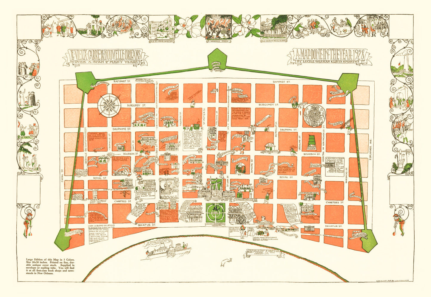 Vintage Map of New Orleans, Louisiana, 1929
