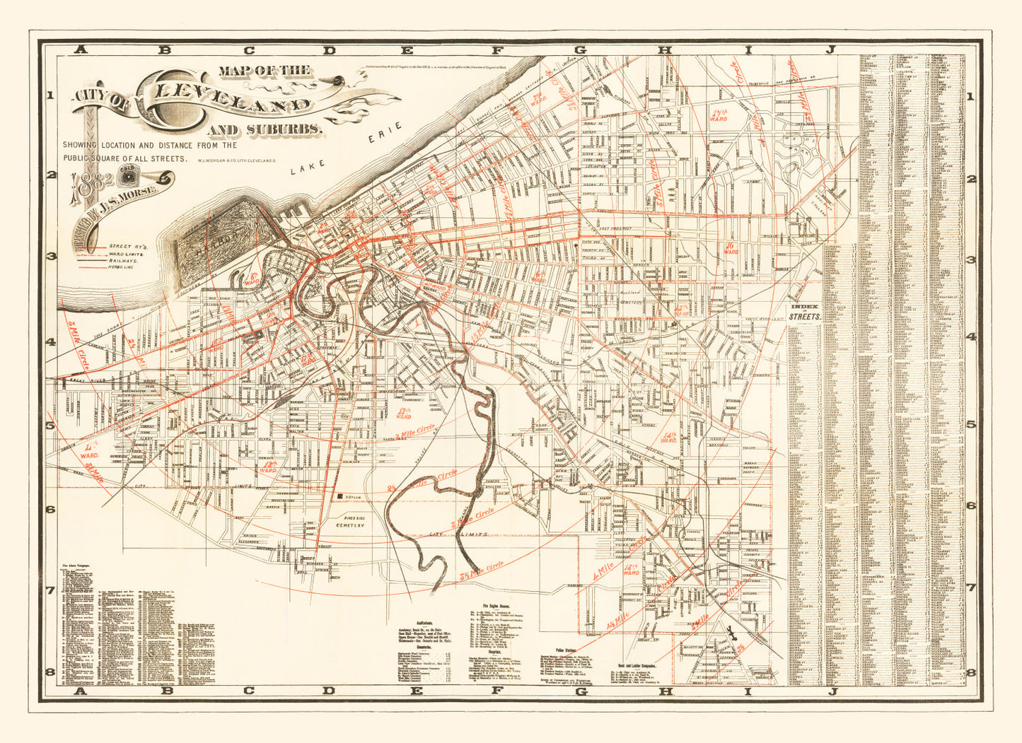 Vintage Map of Cleveland, Ohio, 1882