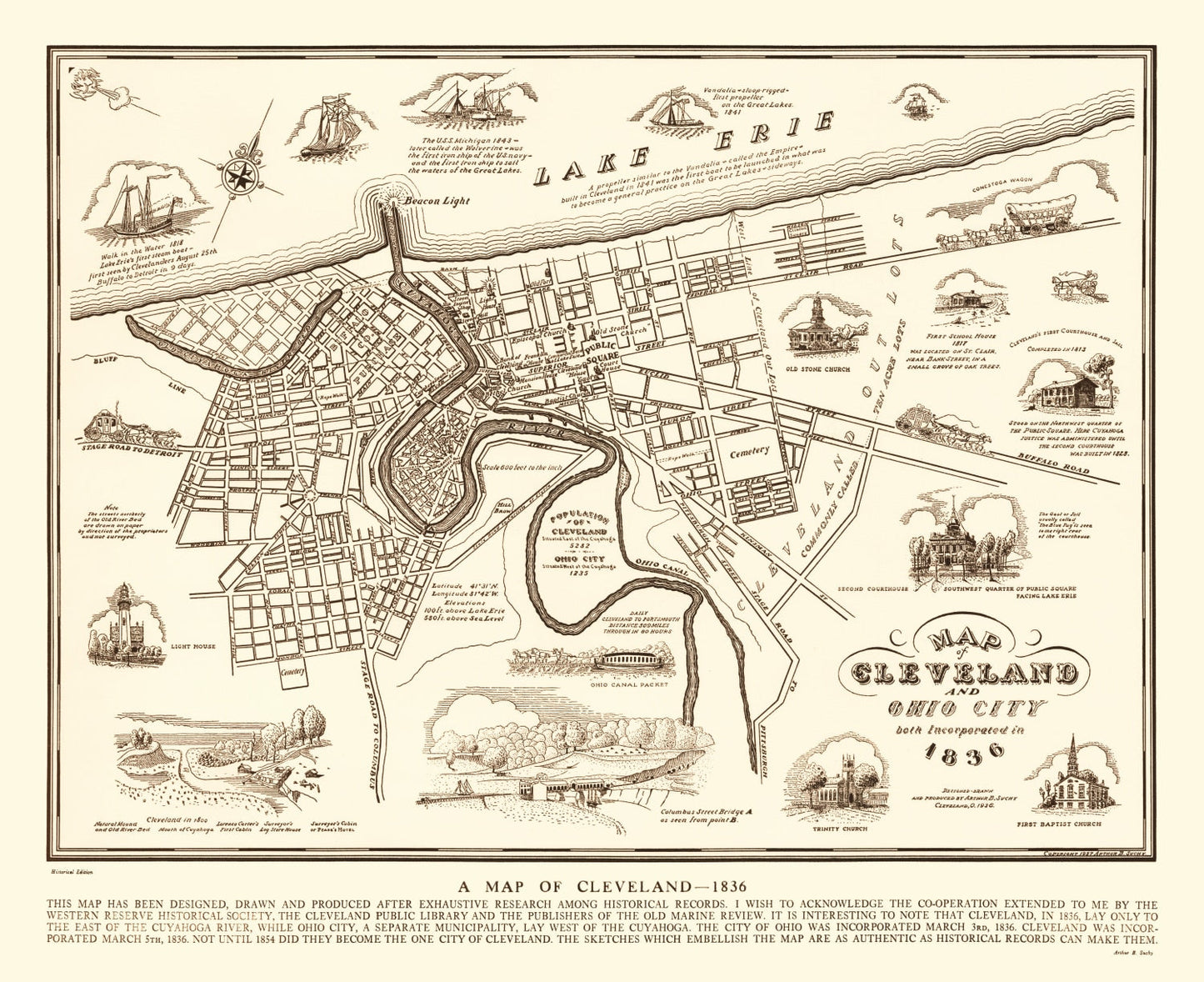 Vintage Map of Cleveland, Ohio, 1937