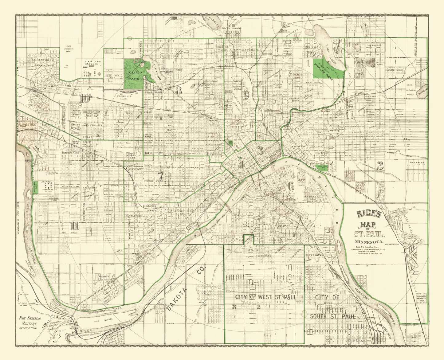 Vintage Map of St. Paul, Minnesota, 1896