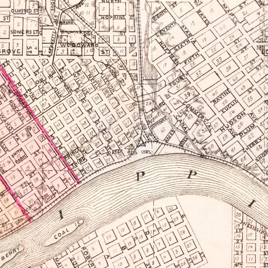 Vintage Map of St. Paul, Minnesota, 1874