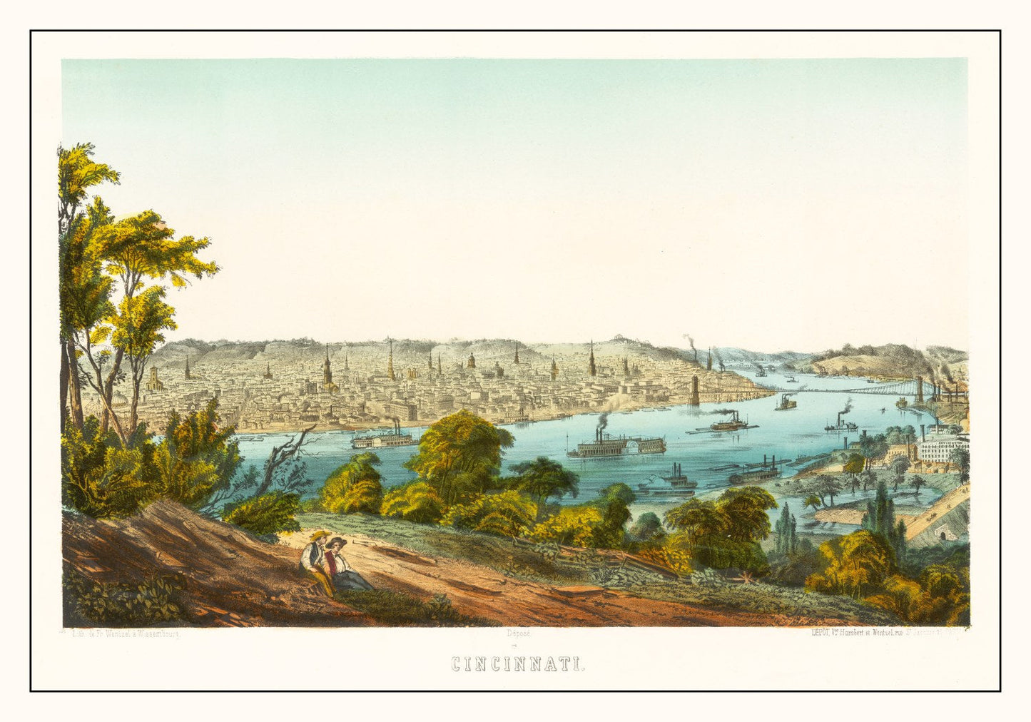 Vintage Map of Cincinnati, Ohio, 1867