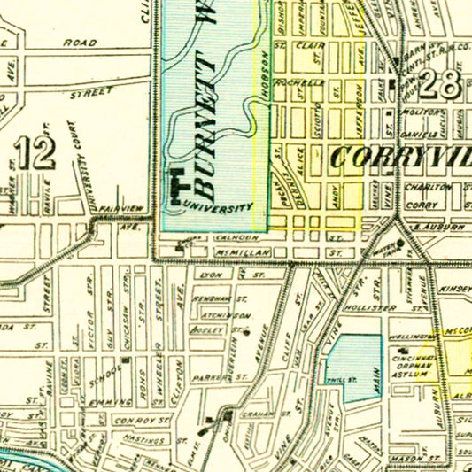 Vintage Map of Cincinnati, Ohio, 1895