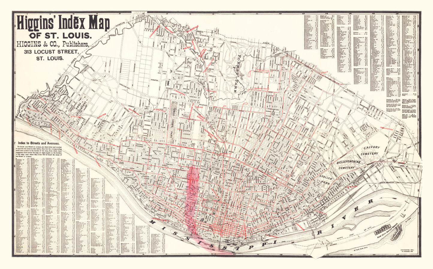 Vintage Map of St. Louis, Missouri, 1894