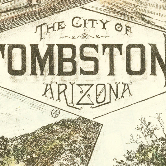 Vintage Map of Tombstone, Arizona, 1883
