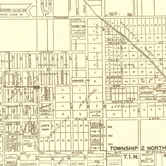 Vintage Map of Phoenix, Arizona, 1935