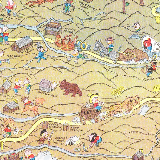 Vintage Map of Lake Tahoe and Gold Country, 1931