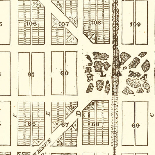 Vintage Map of Coronado Beach, California, 1887