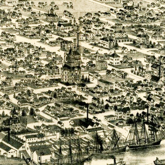 Vintage Map of Eureka, California, 1889