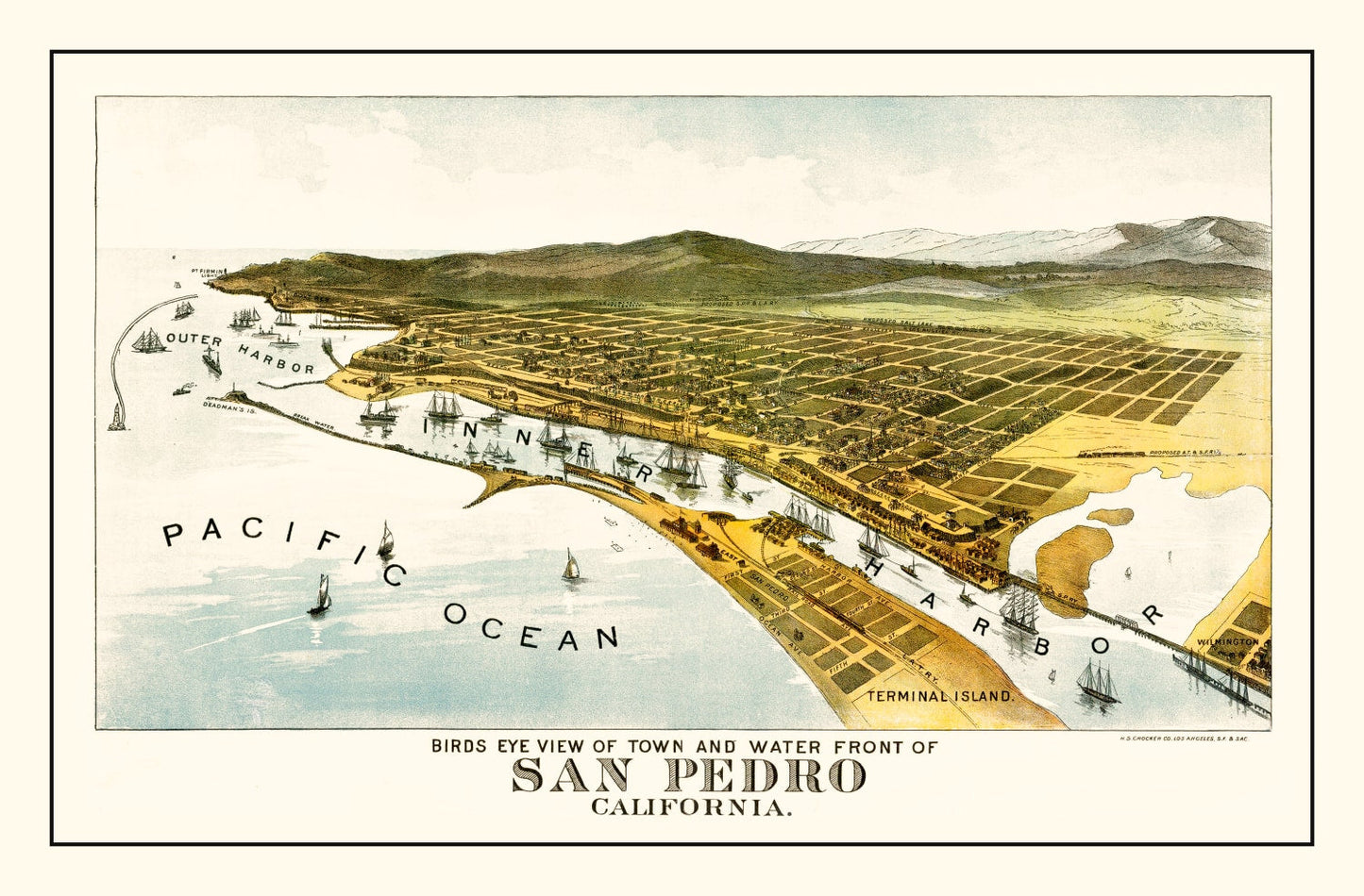 Vintage Map of San Pedro, California, 1897