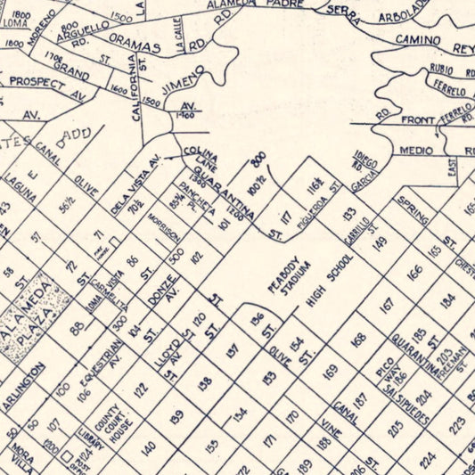 Vintage Map of Santa Barbara, California, 1920