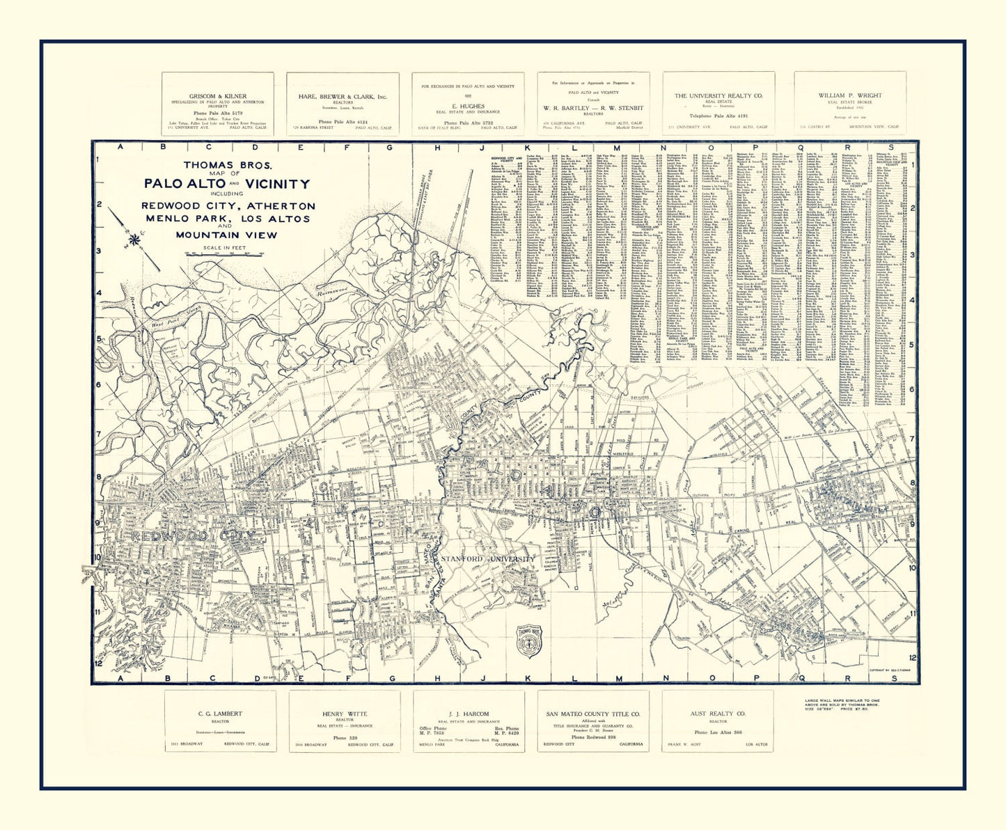 Vintage Map of Palo Alto, California, 1920