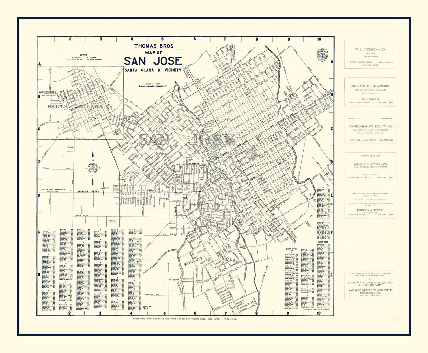 Vintage Map of San Jose, California, 1920