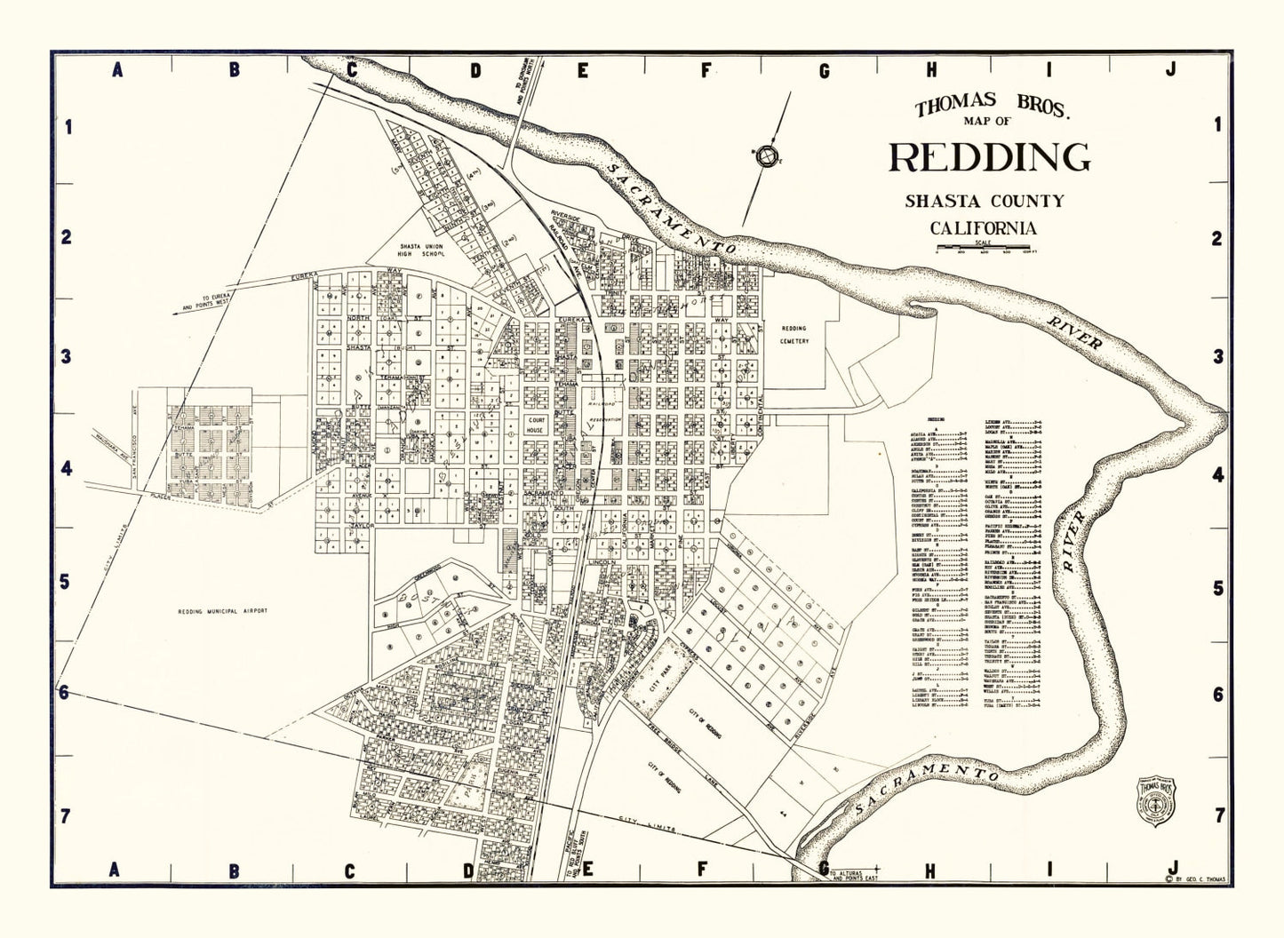 Vintage Map of Redding, Shasta County, California, 1920