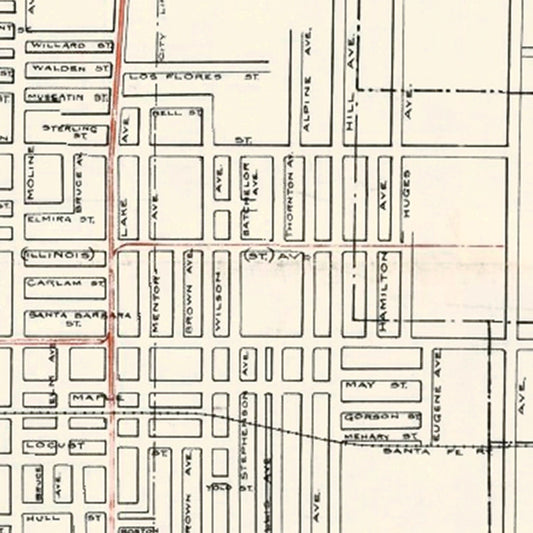 Vintage Map of Pasadena, California, 1922