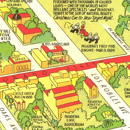 Vintage Map of Pasadena, California, 1933 II