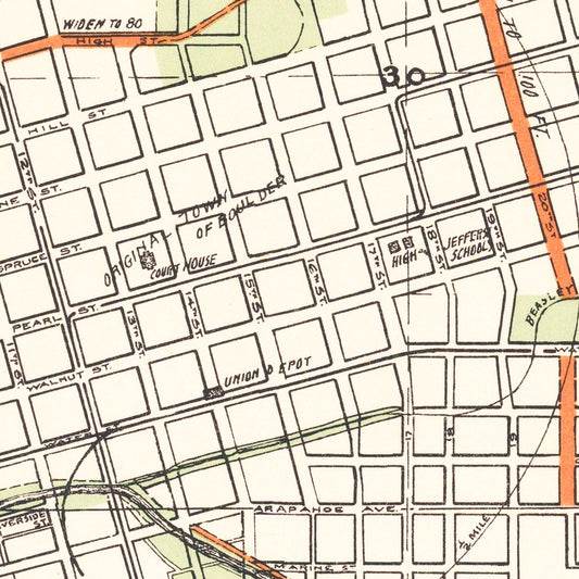 Vintage Map of Boulder, Colorado, 1910