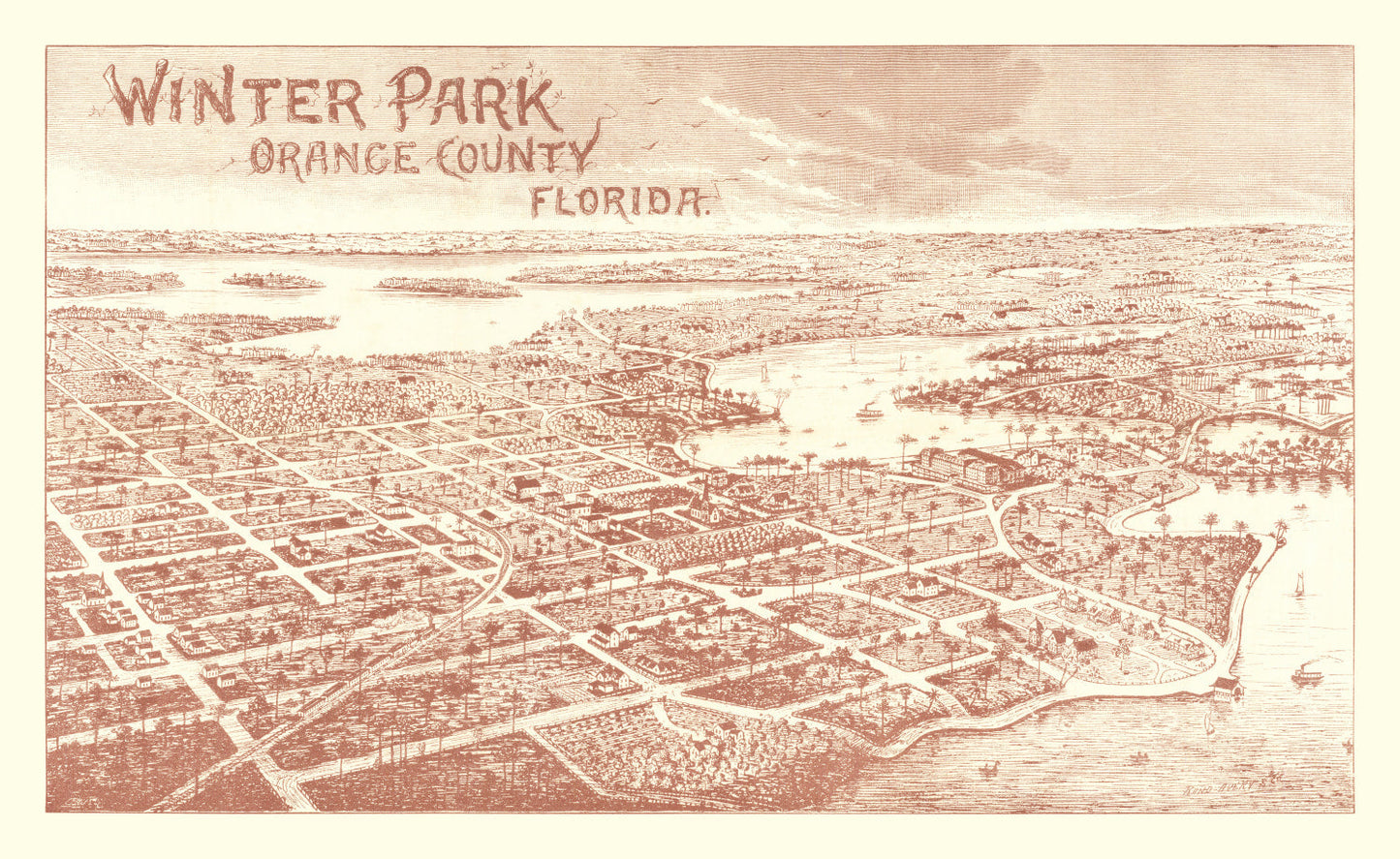 Vintage Map of Winter Park, Florida, 1885