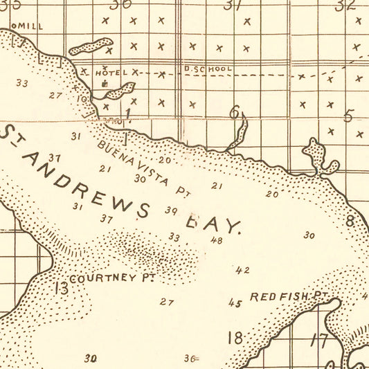 Vintage Map of Panama City, Florida, 1887