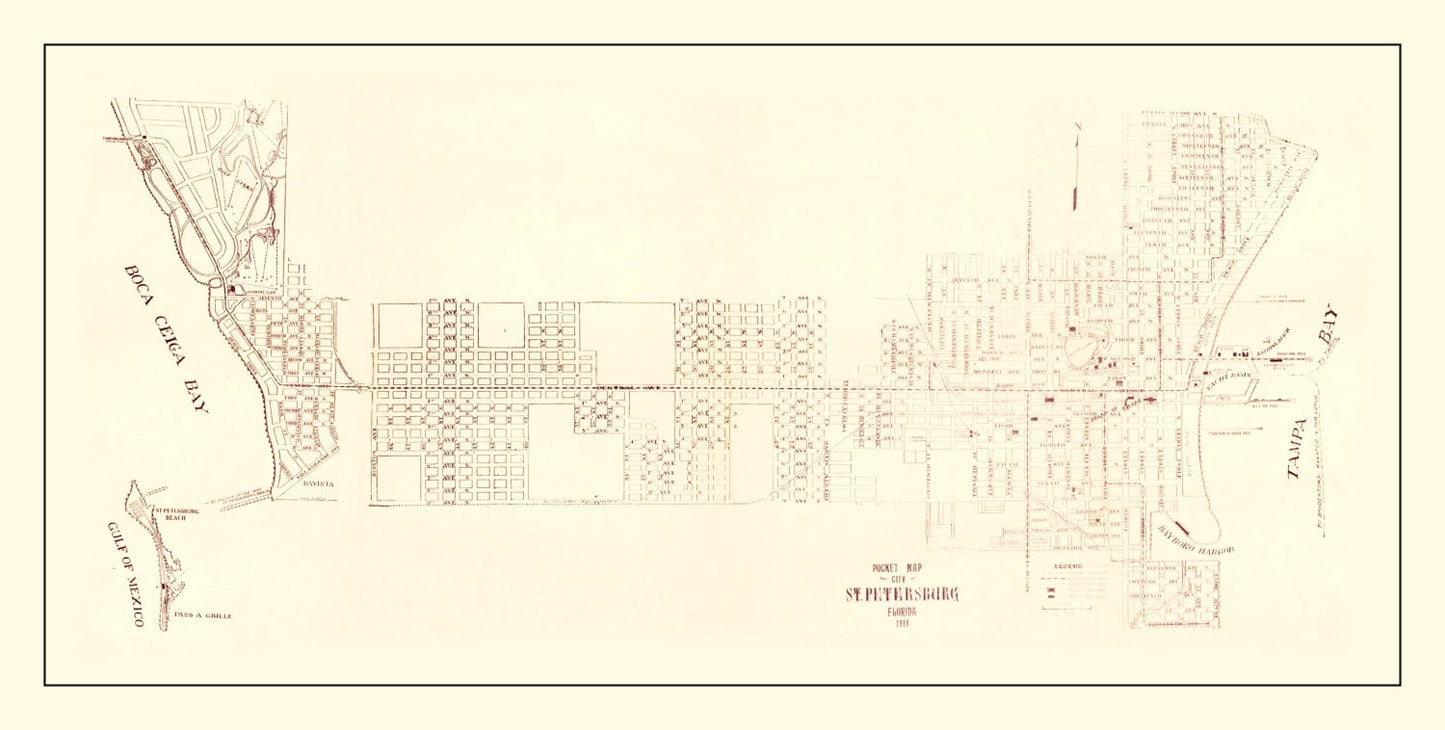 Vintage Map of St. Petersburg, Florida, 1918