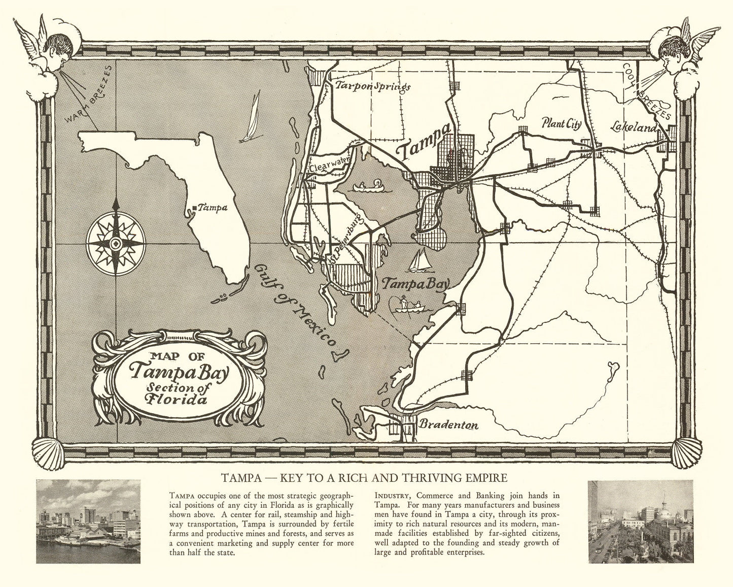 Vintage Map of Tampa, Florida, 1928
