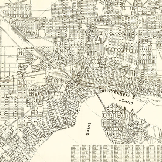 Vintage Map of Jacksonville, Duval County, Florida, 1929