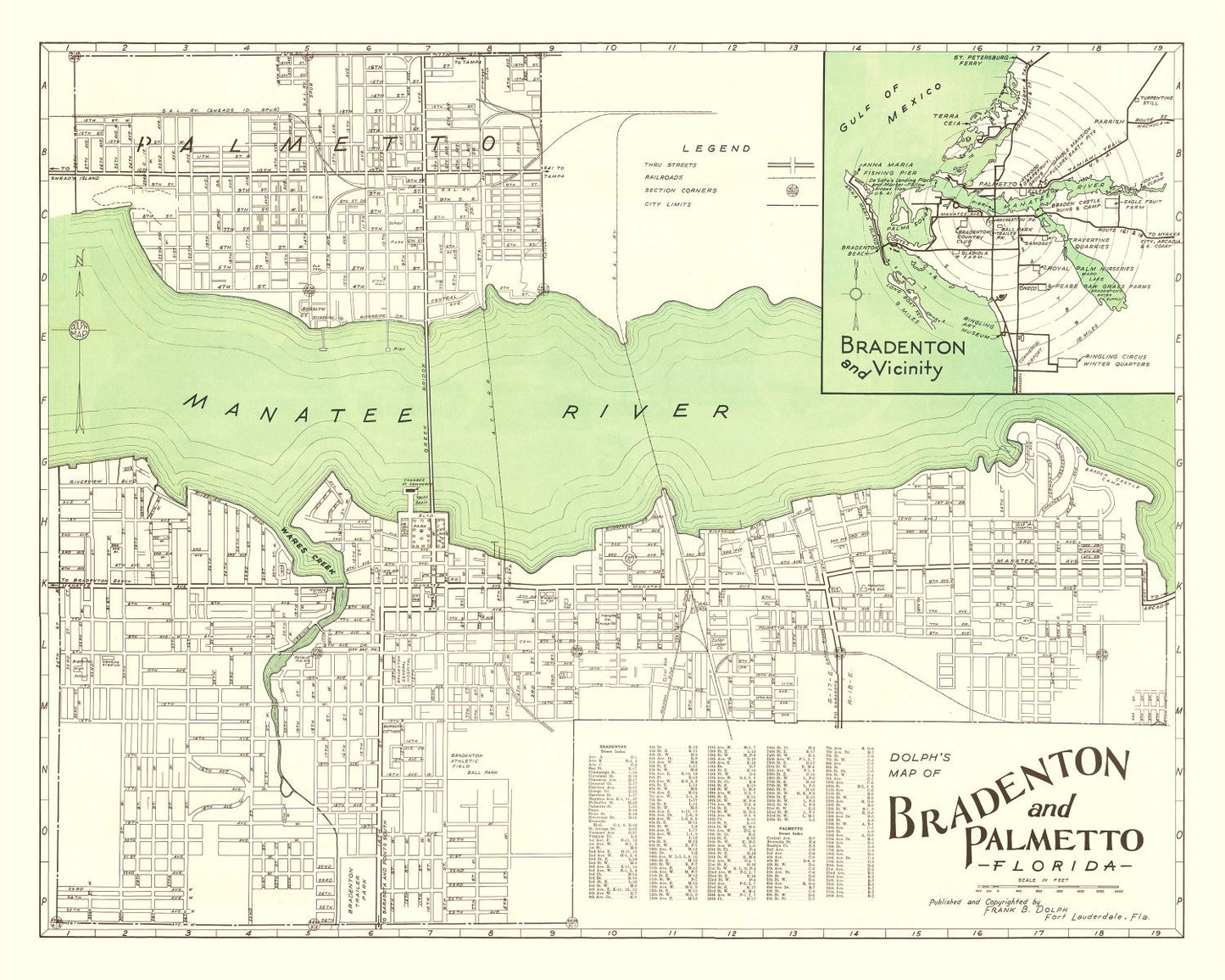Vintage Map of Bradenton, Florida 1940