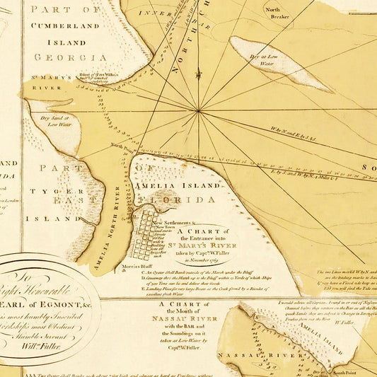 Vintage Map of Amelia Island, Florida, 1770