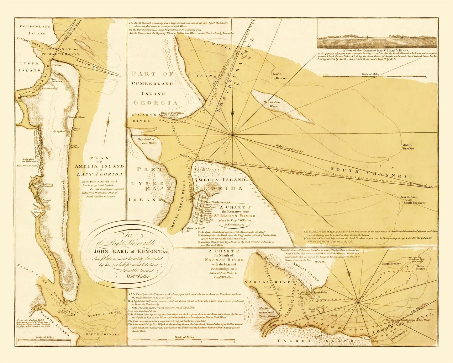 Vintage Map of Amelia Island, Florida, 1770