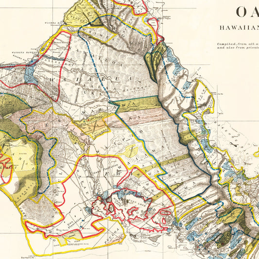 Vintage Map of Oahu, Hawaii, 1902