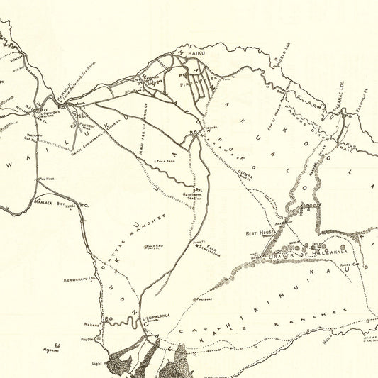 Vintage Map of Maui County, Hawaii, 1924