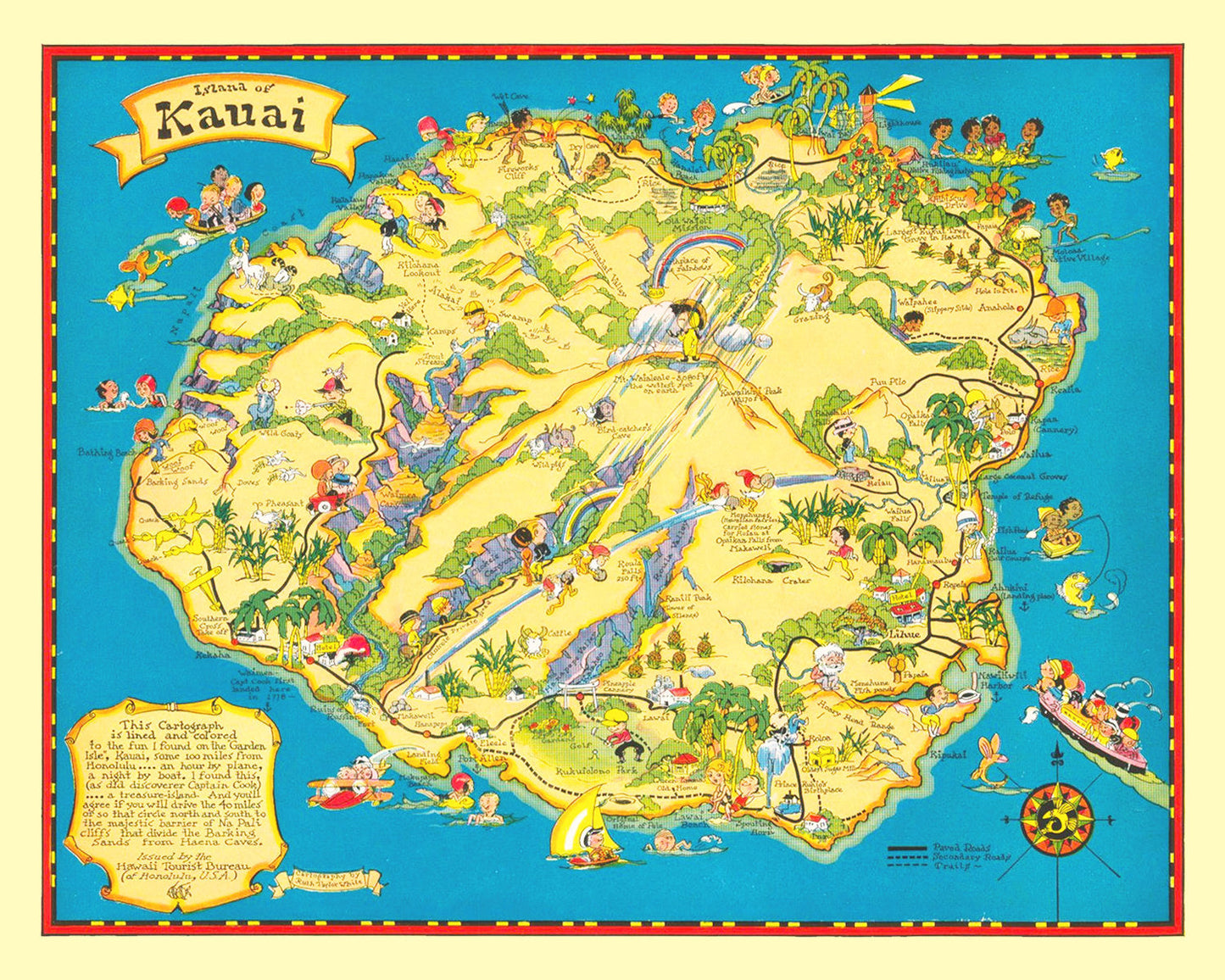 Vintage Map of Kauai, Hawaii, 1931