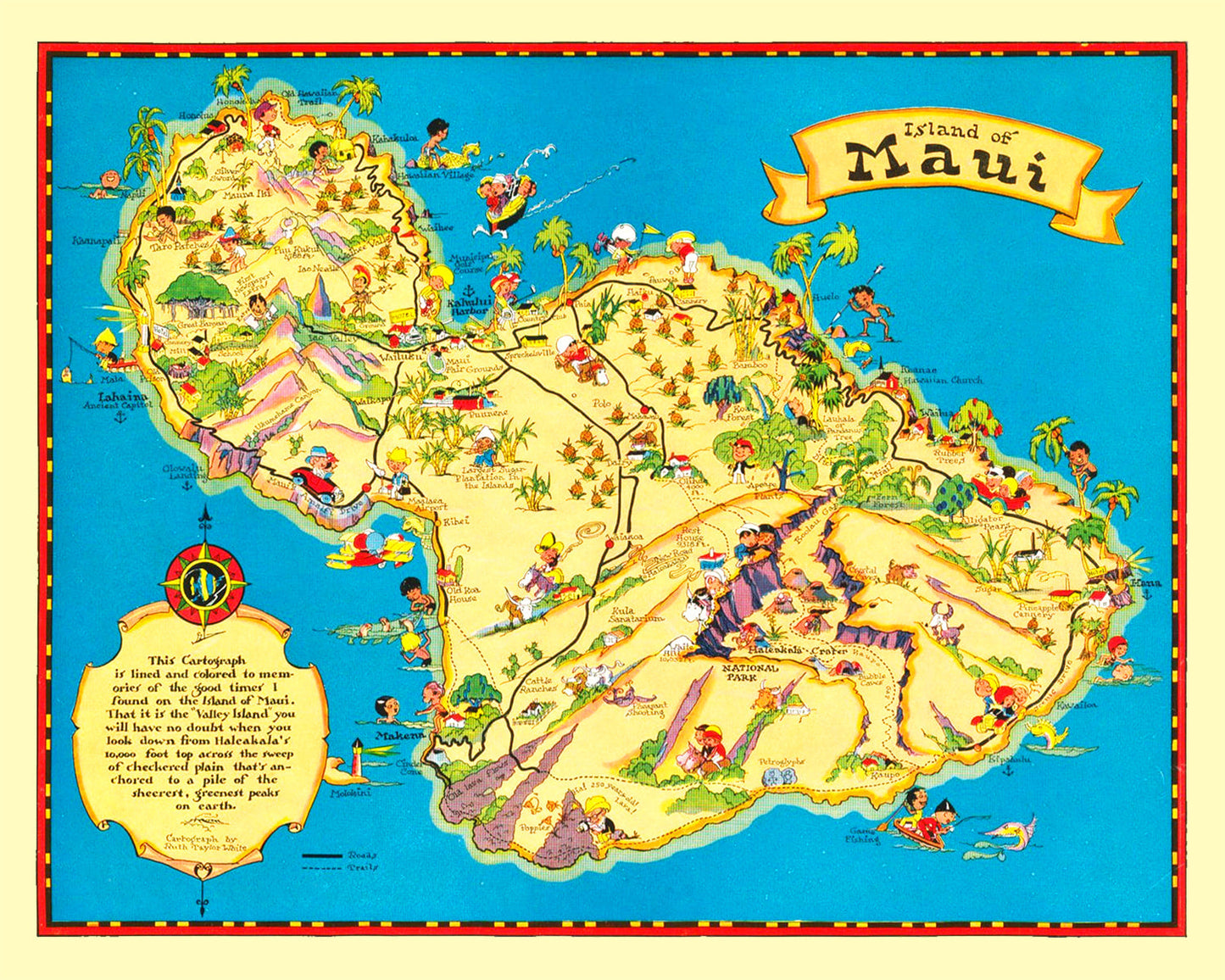 Vintage Map of Maui County, Hawaii, 1931