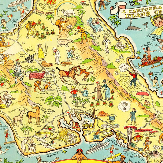 Vintage Map of Oahu, Hawaii, 1933 III