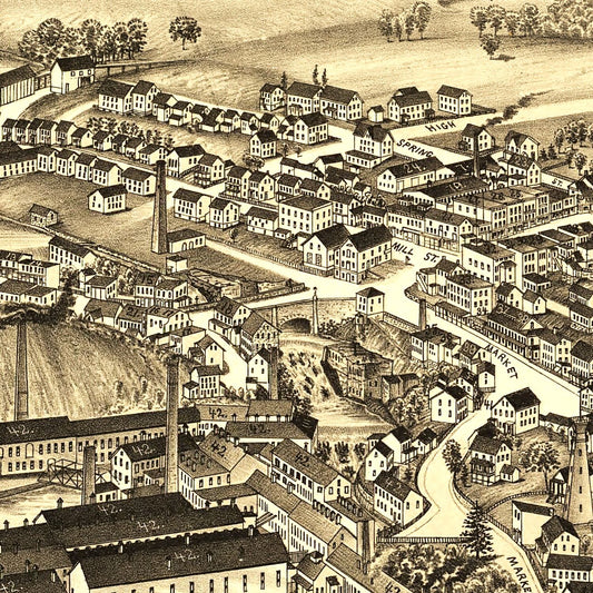 Vintage Map of Wappingers Falls, New York, 1889