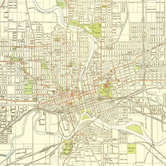 Vintage Map of Des Moines, Iowa 1920