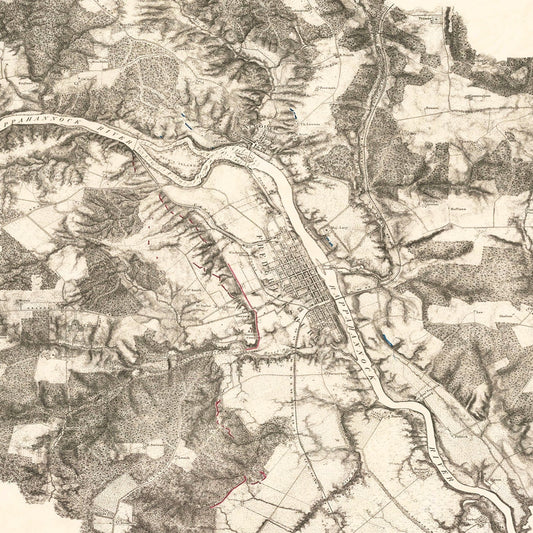 Vintage Map of Fredericksburg, Virginia, 1867