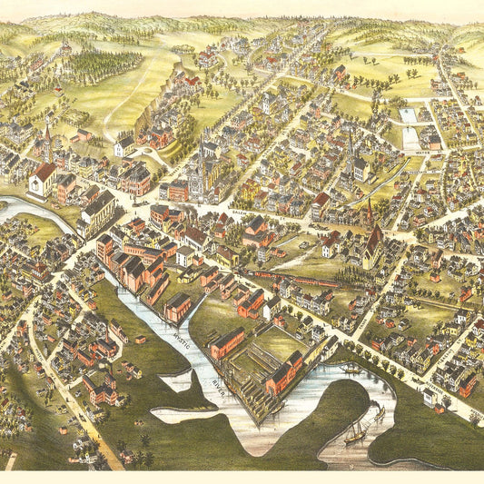 Vintage Map of Medford, Massachusetts, 1880