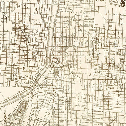 Vintage Map of Grand Rapids, Michigan, 1893