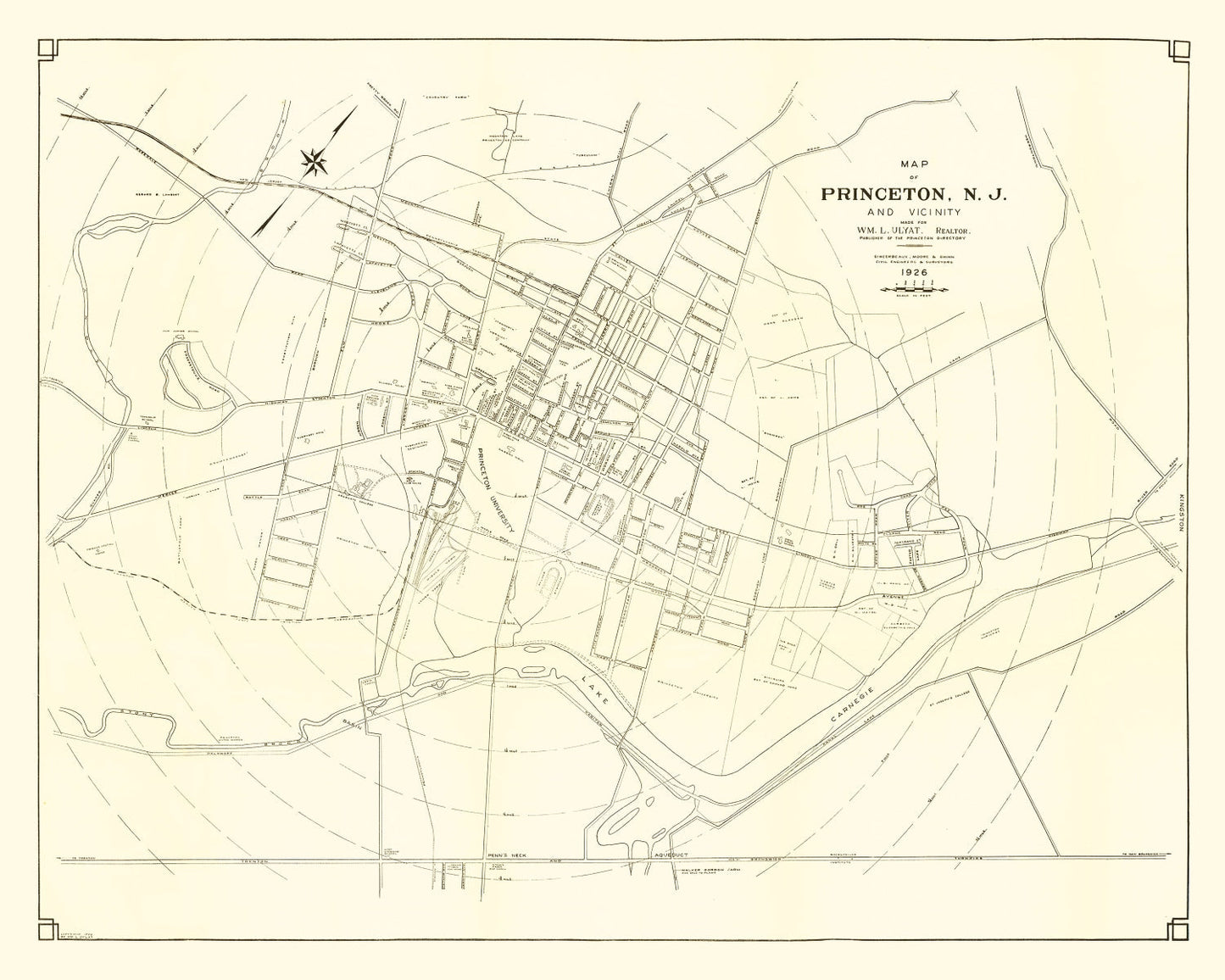 Vintage Map of Princeton, New Jersey, 1926