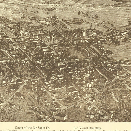 Vintage Map of Santa Fe, New Mexico, 1885