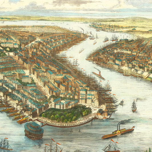 Vintage Map of New York Harbor, New York, 1870