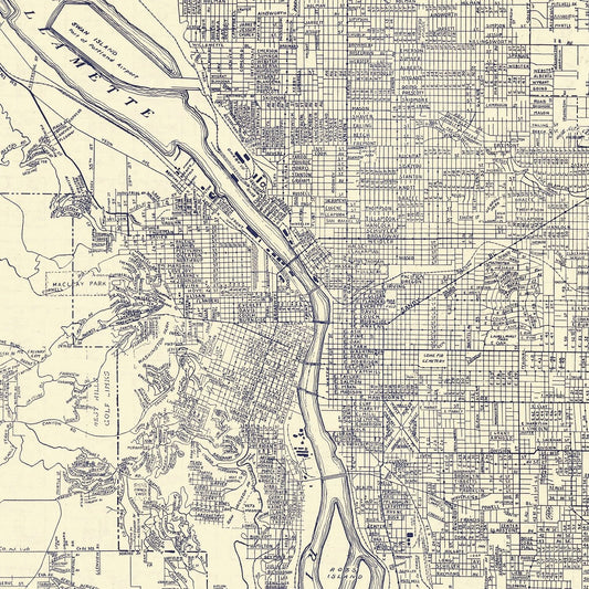 Vintage Map of Portland, Oregon, 1920