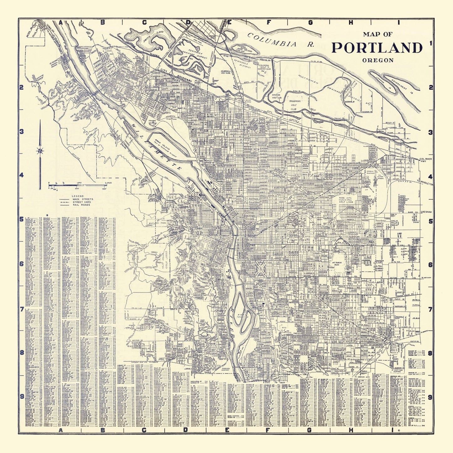Vintage Map of Portland, Oregon, 1920