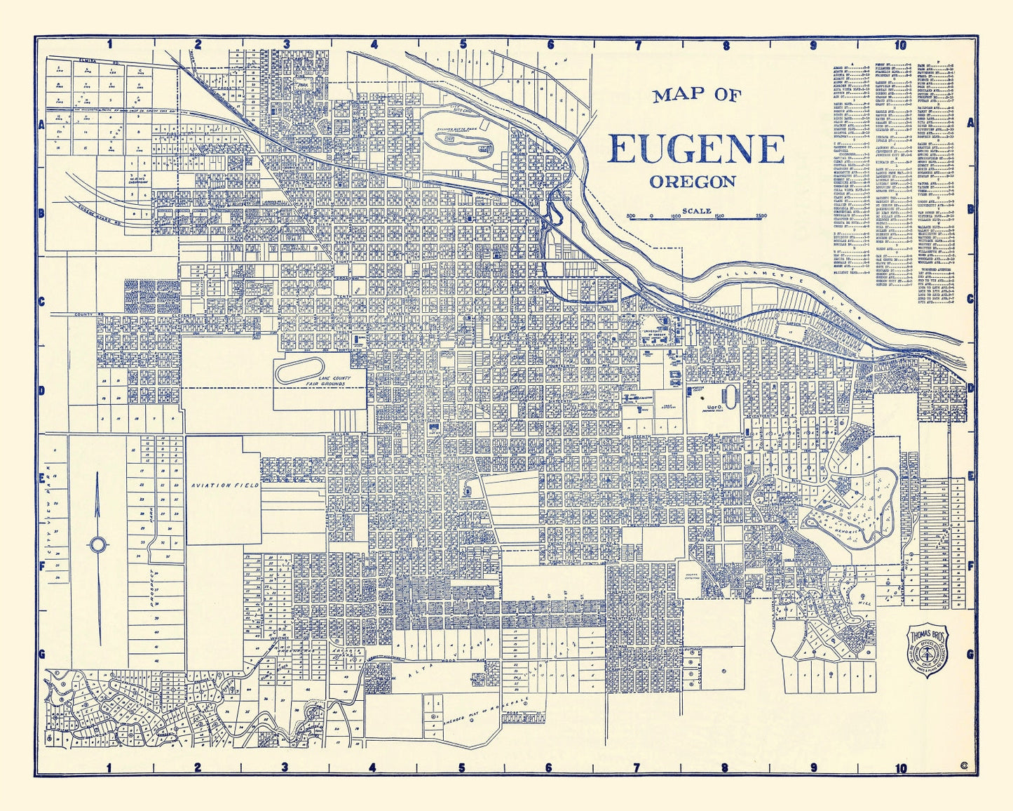 Vintage Map of Eugene, Oregon, 1920
