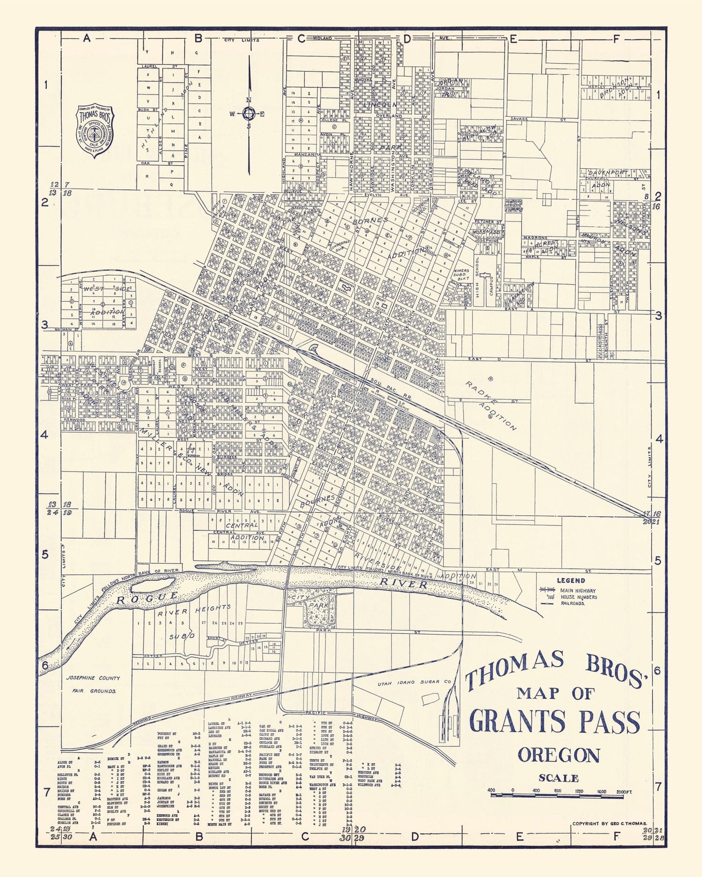 Vintage Map of Grants Pass, Oregon, 1920