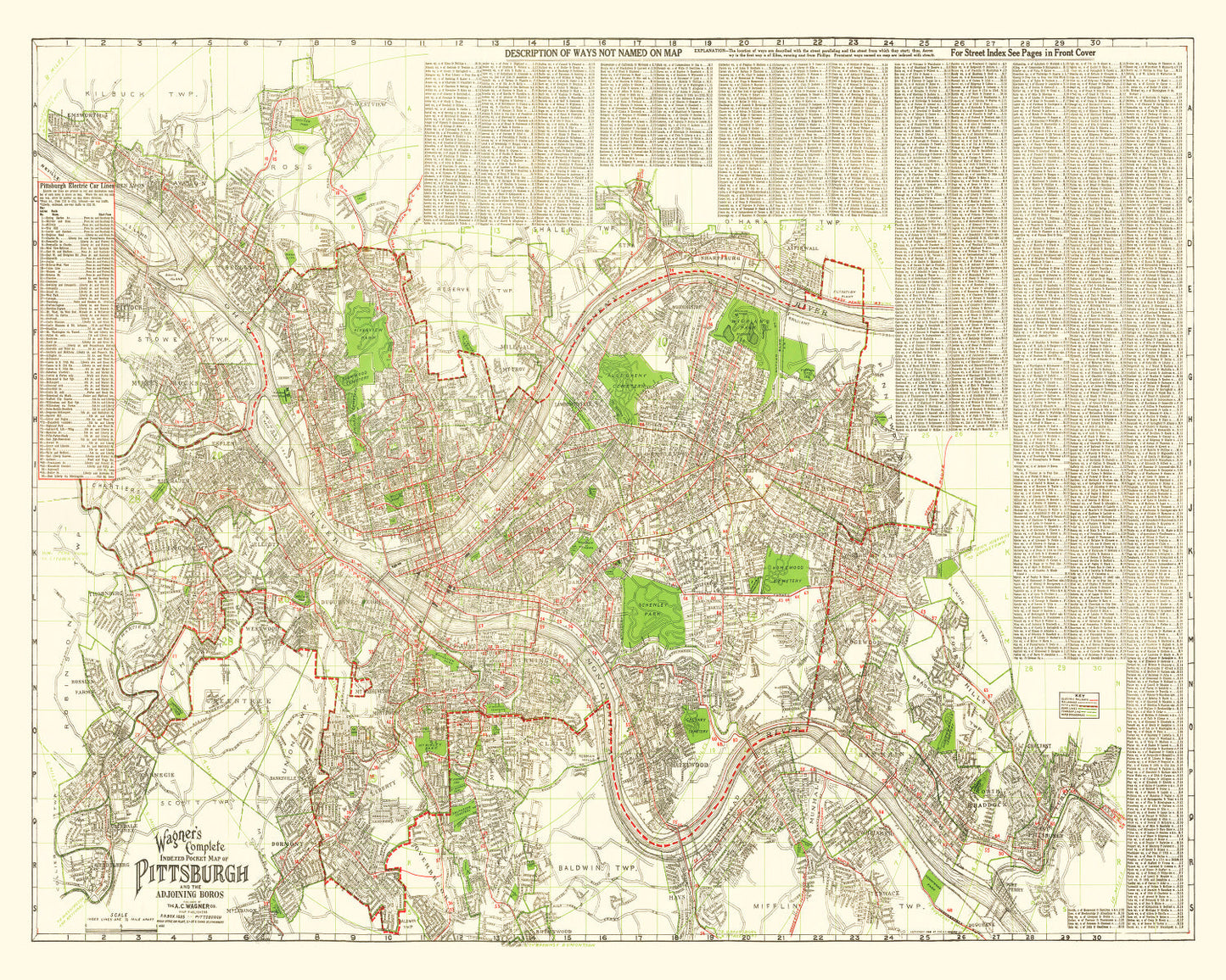 Vintage Map of Pittsburgh, Pennsylvania, 1920