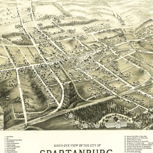 Vintage Map of Spartanburg, South Carolina, 1891